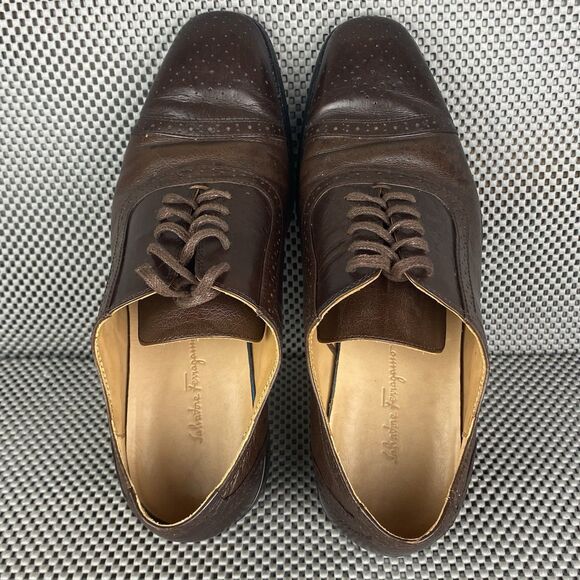 Salvatore Ferragamo Tramezza  Dress Shoes Mens 42 Brown Leather Made In Italy main image 11